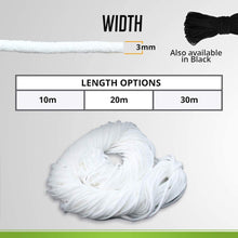 Load image into Gallery viewer, Round Elastic Cord for Masks - 1/8 inch, 20 yards, White | Stretch String, Rope, Band, Strap for Face Mask Making, Sewing, Art