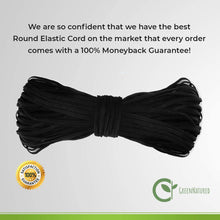 Load image into Gallery viewer, Round Elastic Cord for Masks - 1/8 Inch, 10 Yards, Black | Stretch String, Rope, Band, Strap for Face Mask Making, Sewing, Art