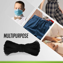 Load image into Gallery viewer, Round Elastic Cord for Masks - 1/8 Inch, 10 Yards, Black | Stretch String, Rope, Band, Strap for Face Mask Making, Sewing, Art