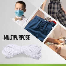 Load image into Gallery viewer, Round Elastic Cord for Masks - 1/8 Inch, 30 Yards, White | Stretch String, Rope, Band, Strap for Face Mask Making, Sewing, Art