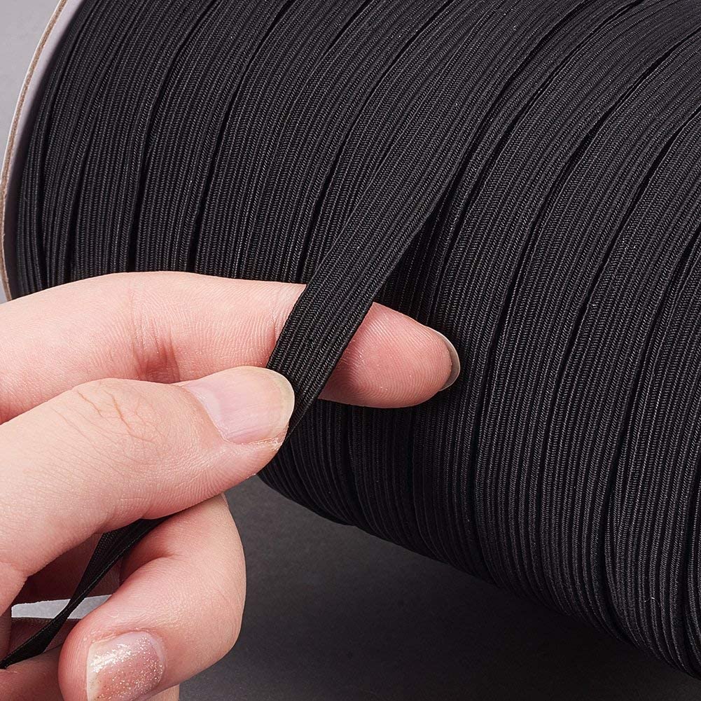 5mm Black Flat Elastic Cord for Face Mask Stretch Cord Elastic Band String  for Mouth Mask Craft DIY Sewing Supplies Jewelry Making,clothing 