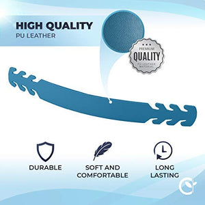 Set of 5 - PU Leather Ear Savers - Aqua | Anti-Slip Extension Hook for Ear Protection | Adjustable, Reusable and Stylish | Hook Buckle Strap Mask Extender Pain Relief