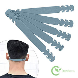 Set of 5 - PU Leather Ear Savers - Baby Blue | Anti-Slip Extension Hook for Ear Protection | Adjustable, Reusable and Stylish | Hook Buckle Strap Mask Extender Pain Relief