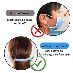 Set of 10 - Silicone Ear Savers - White | Anti-Slip Extension Hook for Ear Protection | Adjustable, Reusable and Stylish | Hook Buckle Strap Mask Extender for Pain Relief……
