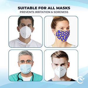 Set of 5 - PU Leather Ear Savers - Baby Blue | Anti-Slip Extension Hook for Ear Protection | Adjustable, Reusable and Stylish | Hook Buckle Strap Mask Extender Pain Relief