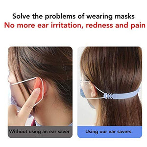 Set of 5 - PU Leather Ear Savers - Baby Pink | Anti-Slip Extension Hook for Ear Protection | Adjustable, Reusable and Stylish | Hook Buckle Strap Mask Extender Pain Relief