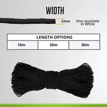 Load image into Gallery viewer, Round Elastic Cord for Masks - 1/8 Inch, 10 Yards, Black | Stretch String, Rope, Band, Strap for Face Mask Making, Sewing, Art
