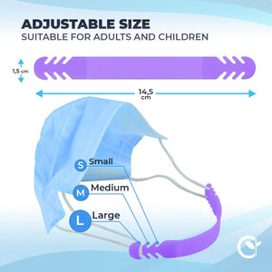 Set of 5 - Silicone Ear Savers - Purple | Anti-Slip Extension Hook for Ear Protection | Adjustable, Reusable and Stylish | Hook Buckle Strap Mask Extender for Pain Relief