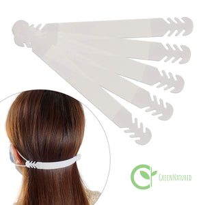 Set of 5 - Silicone Ear Savers - White | Anti-Slip Extension Hook for Ear Protection | Adjustable, Reusable and Stylish | Hook Buckle Strap Mask Extender for Pain Relief
