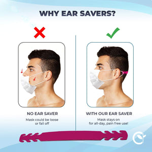 Set of 5 - PU Leather Ear Savers - Hot Pink | Anti-Slip Extension Hook for Ear Protection | Adjustable, Reusable and Stylish | Hook Buckle Strap Mask Extender Pain Relief