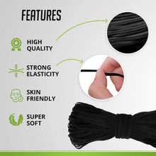 Load image into Gallery viewer, Round Elastic Cord for Masks - 1/8 Inch, 10 Yards, Black | Stretch String, Rope, Band, Strap for Face Mask Making, Sewing, Art
