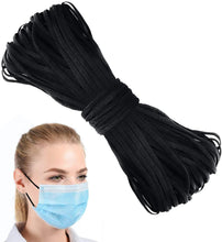 Load image into Gallery viewer, Round Elastic Cord for Masks - 1/8 Inch, 10 Yards, Black | Stretch String, Rope, Band, Strap for Face Mask Making, Sewing, Art
