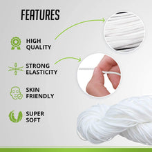 Load image into Gallery viewer, Round Elastic Cord for Masks - 1/8 inch , 110 yards, White | Stretch String, Rope, Band, Strap for Face Mask Making, Sewing, Art
