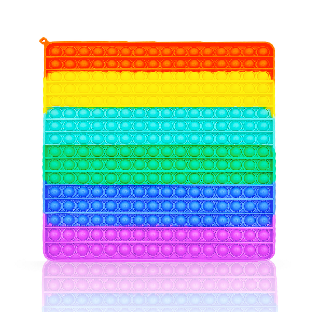 SafeHaven Jumbo Poppet Fidget Toy | XXL Rainbow Square 30x30cm