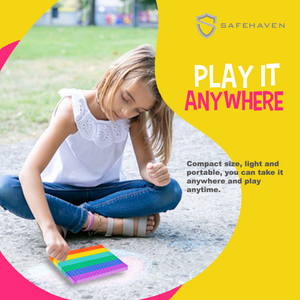 SafeHaven Jumbo Poppet Fidget Toy | XXL Rainbow Square 30x30cm
