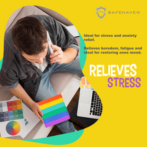 SafeHaven Jumbo Poppet Fidget Toy | XXL Rainbow Square 30x30cm