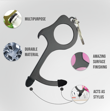 Load image into Gallery viewer, 2Pc Contactless Door Opener Tool - Hygiene Key - Safe Touch - Bottle Opener Stylus Black
