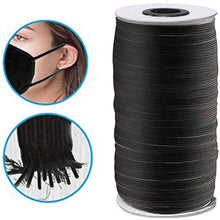 Load image into Gallery viewer, 3mm, 30m | Flat Elastic Cord for Mask - Black | Elastic String, Band, Strap for Sewing, DIY Mask Making, Clothes
