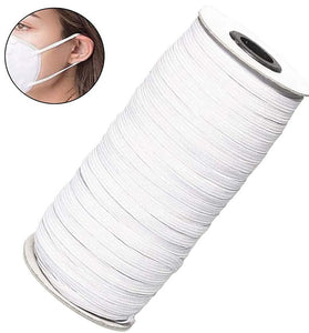 6mm, 30m | Flat Elastic Cord for Masks - White | Elastic String, Band, Strap for Sewing, DIY Mask Making, Clothes