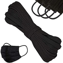 Load image into Gallery viewer, 3mm, 30m | Flat Elastic Cord for Mask - Black | Elastic String, Band, Strap for Sewing, DIY Mask Making, Clothes
