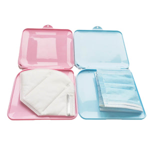 Pink Mask Storage Case, Portable Mask Holder for Face Masks, Plastic Face Cover Storage Box - Dustproof, Safe & Light