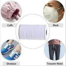 Load image into Gallery viewer, 6mm, 30m | Flat Elastic Cord for Masks - White | Elastic String, Band, Strap for Sewing, DIY Mask Making, Clothes
